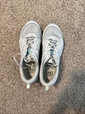 Ryka Light Gray Integrity Sneakers with Mint Accents